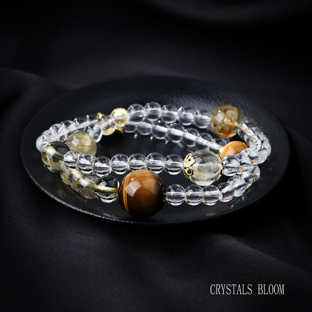 Double-Layer Tiger’s Eye and Citrine Bracelet