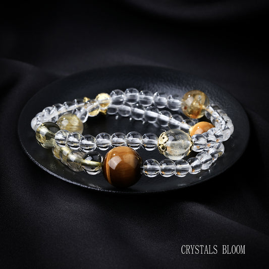 Double-Layer Tiger’s Eye and Citrine Bracelet