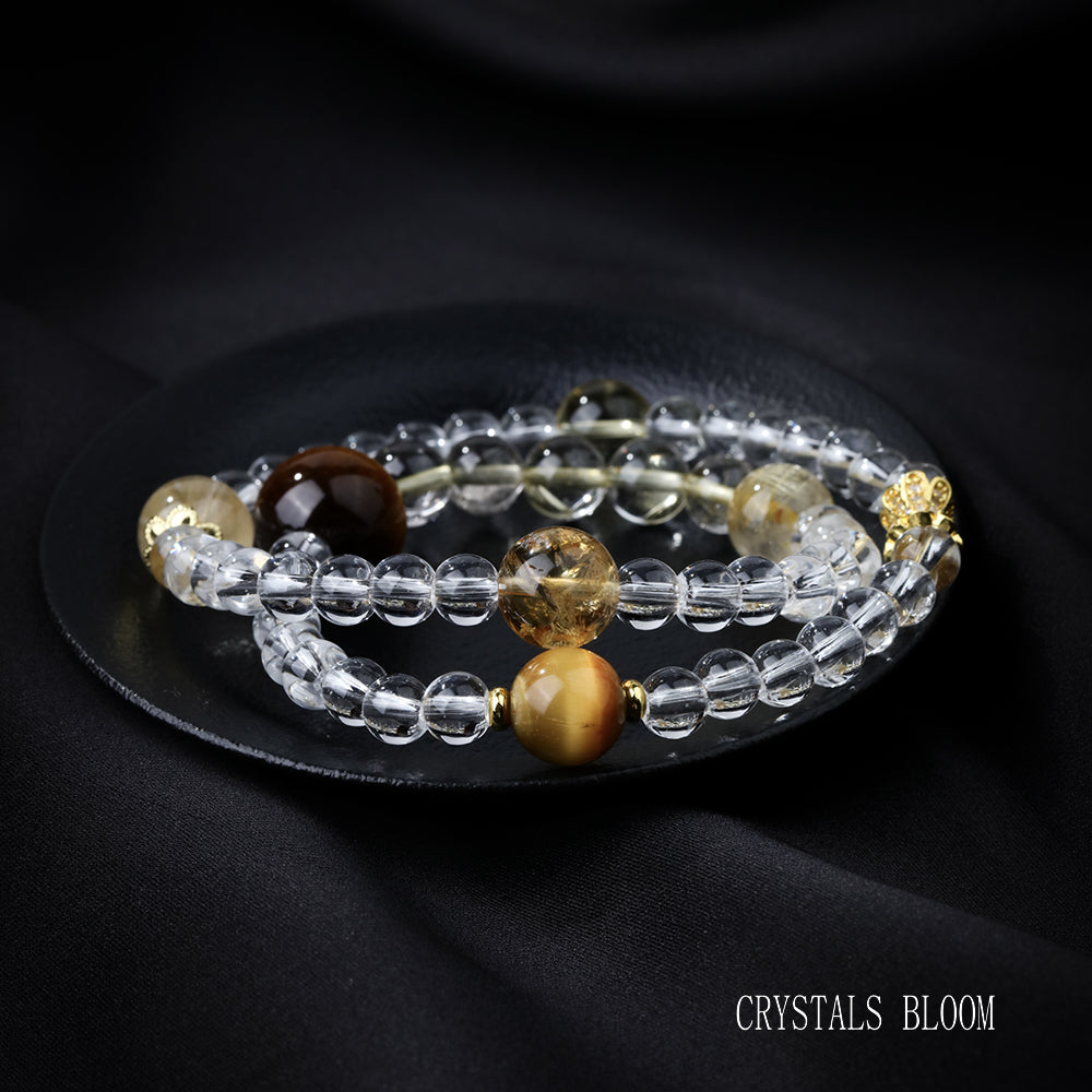 Double-Layer Tiger’s Eye and Citrine Bracelet