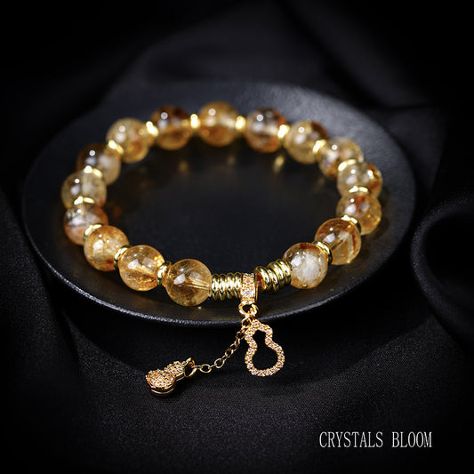 Citrine Bracelet with Gold-Plated Gourd Charm