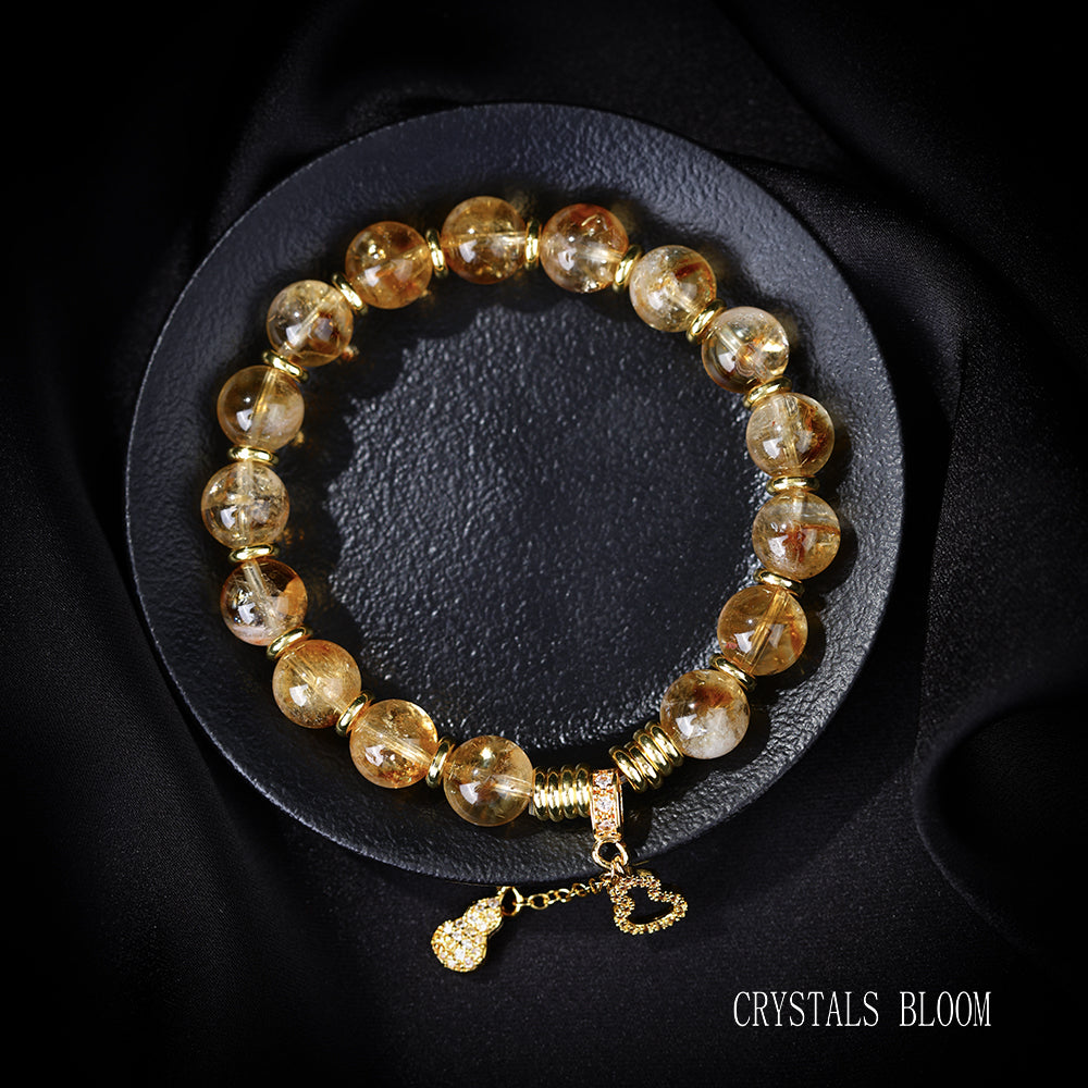 Citrine Bracelet with Gold-Plated Gourd Charm