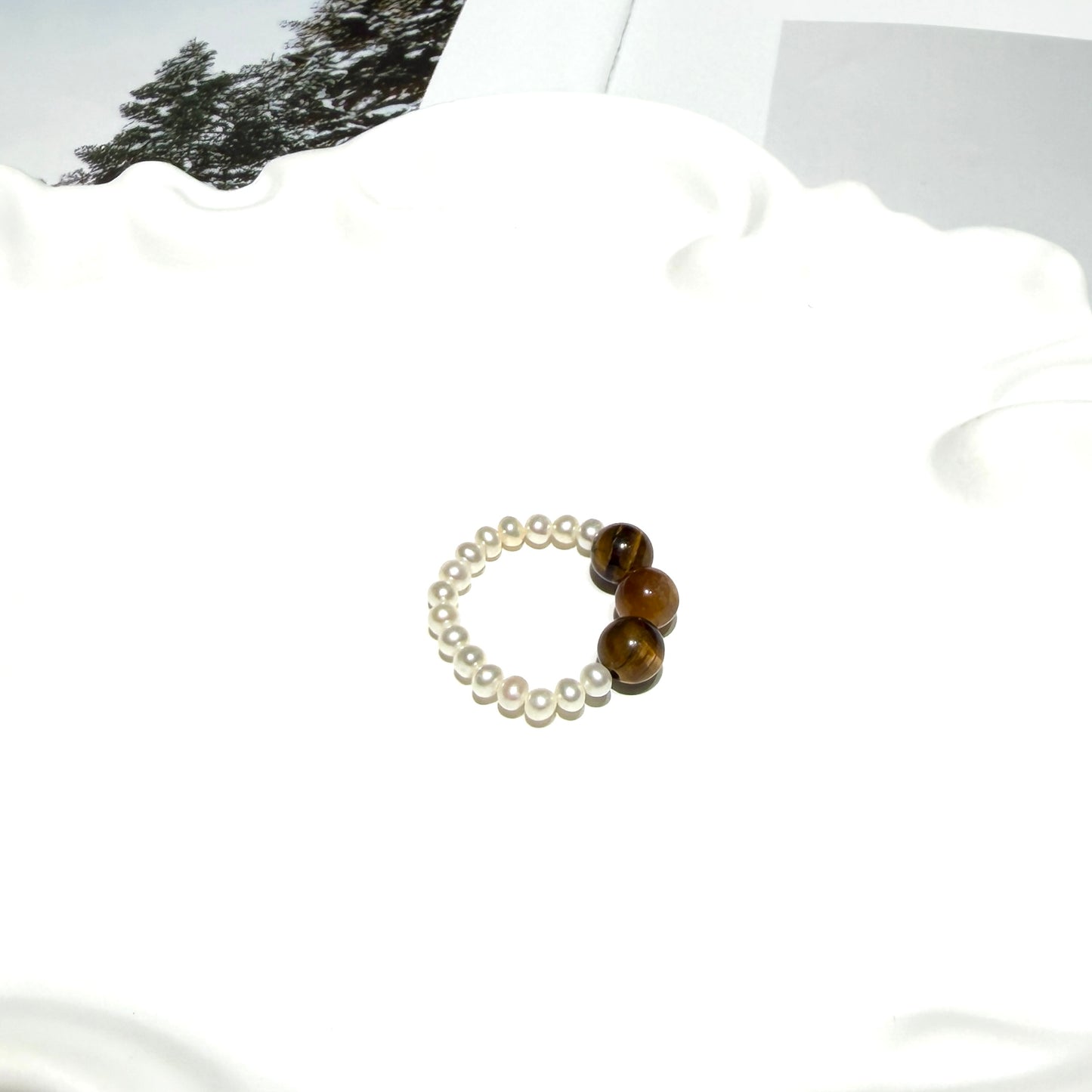 Pearl & Tiger’s Eye Energy Ring