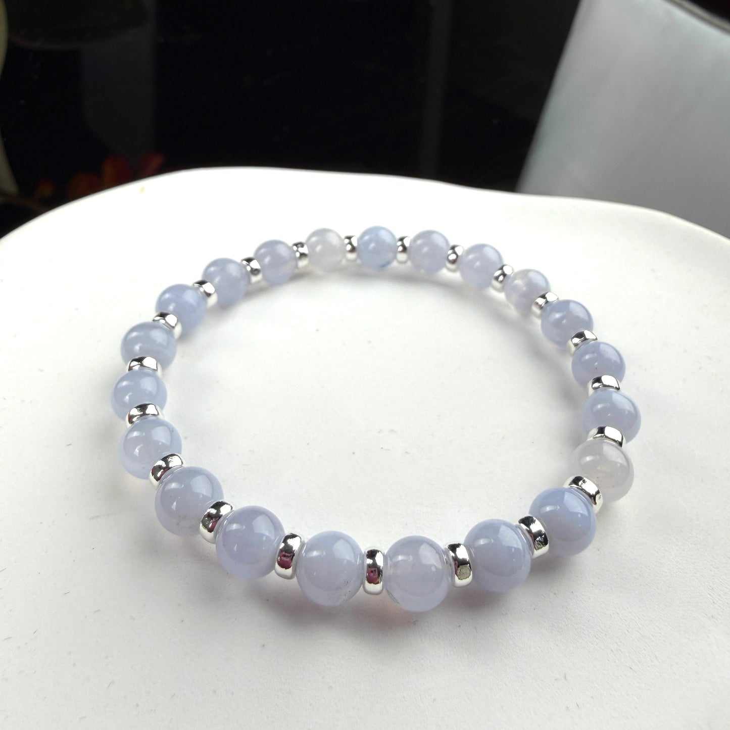 Blue Lace Agate Beaded Bracelet