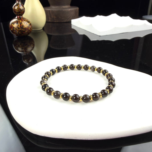 Silver Sheen Obsidian Beaded Bracelet