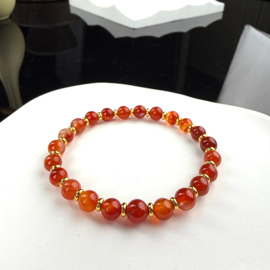 Red Banded Agate Beaded Bracelet