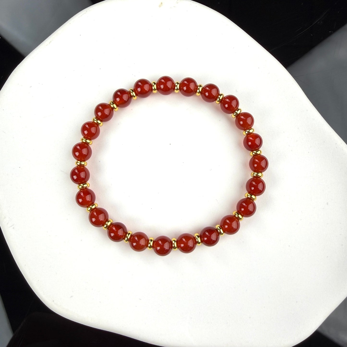 Red Agate Beaded Bracelet