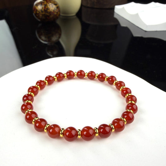 Red Agate Beaded Bracelet