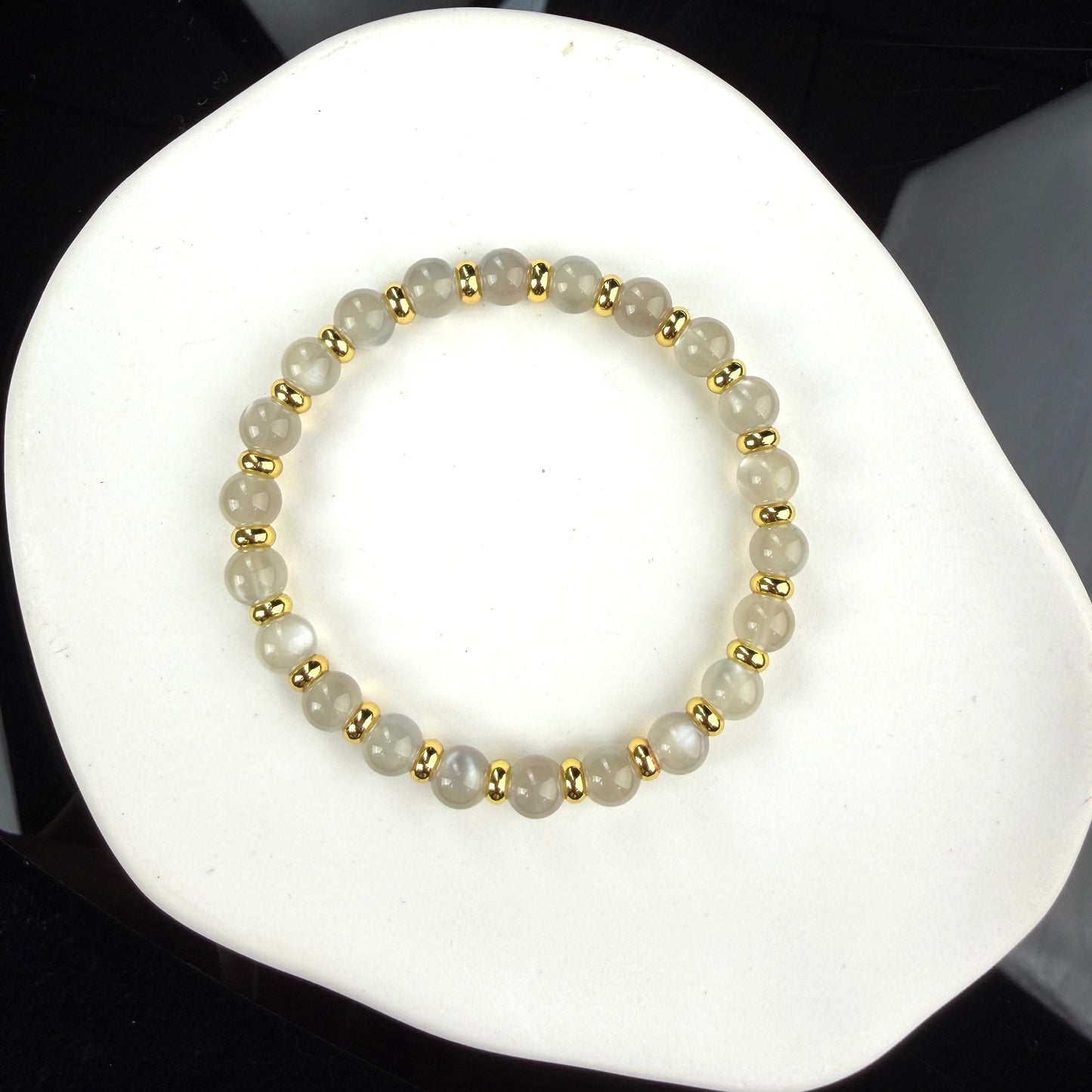 Milky Moonstone Beaded Bracelet