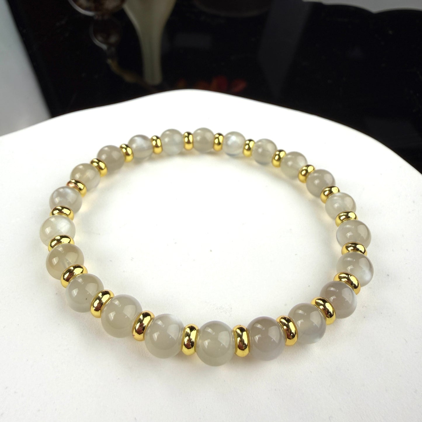 Milky Moonstone Beaded Bracelet
