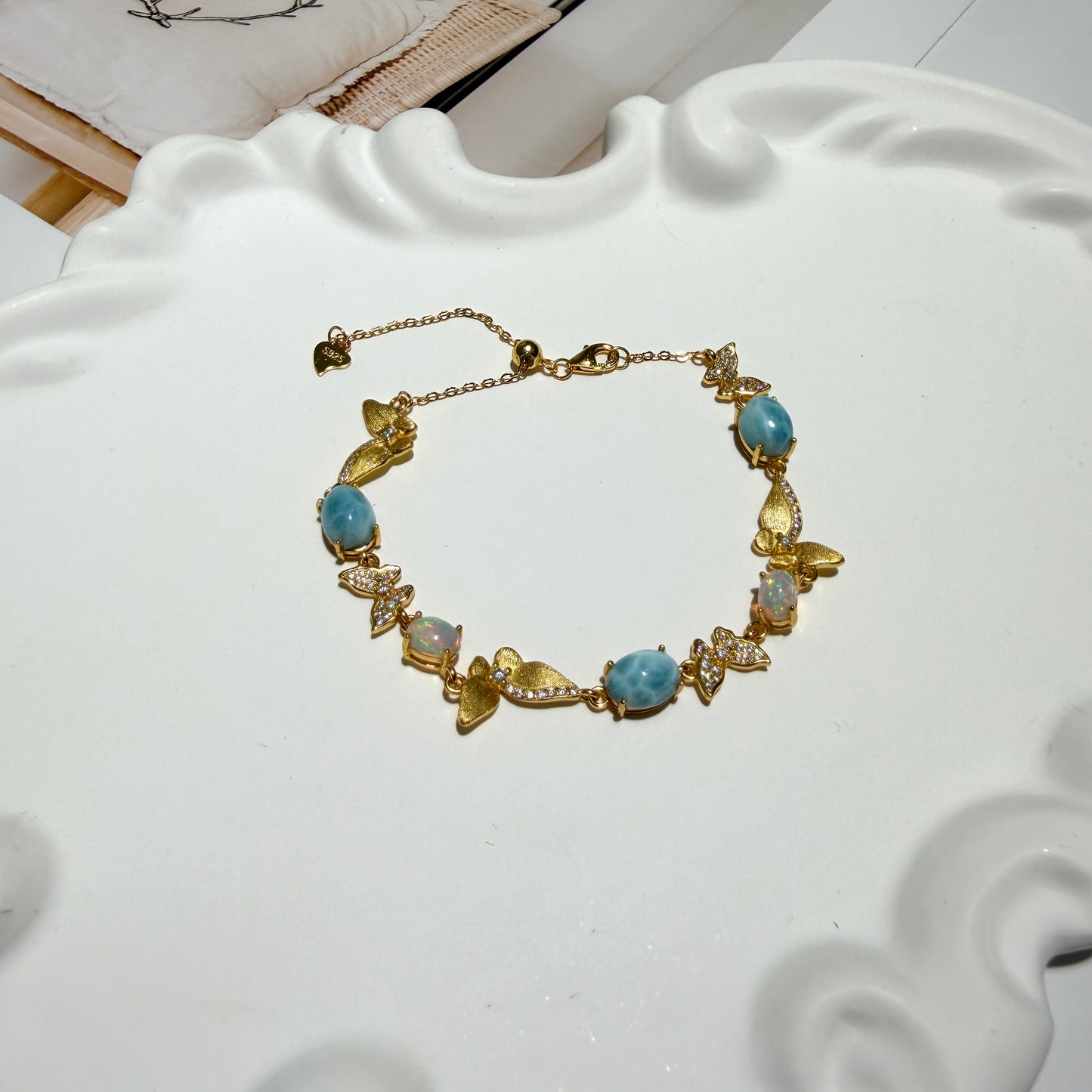 Larimar & Opal Sterling Silver Bracelet