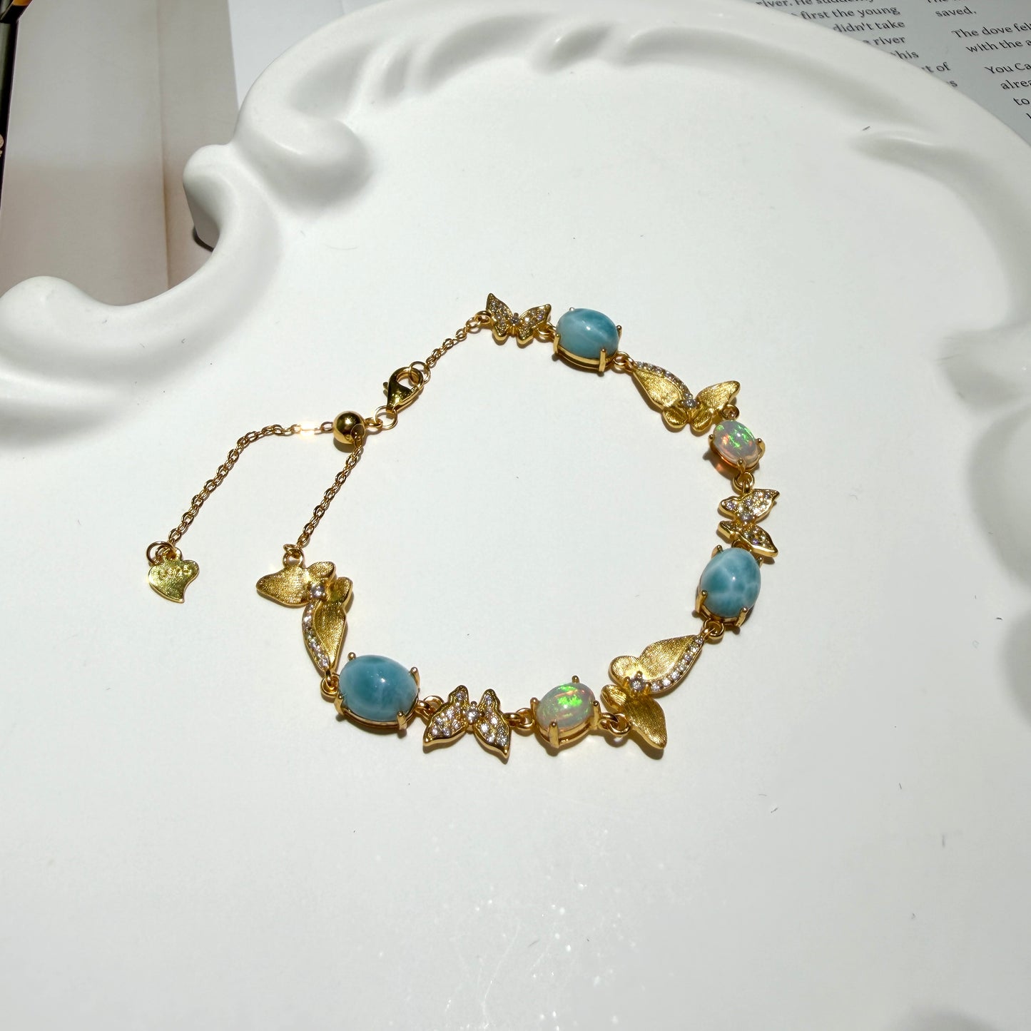Larimar & Opal Sterling Silver Bracelet