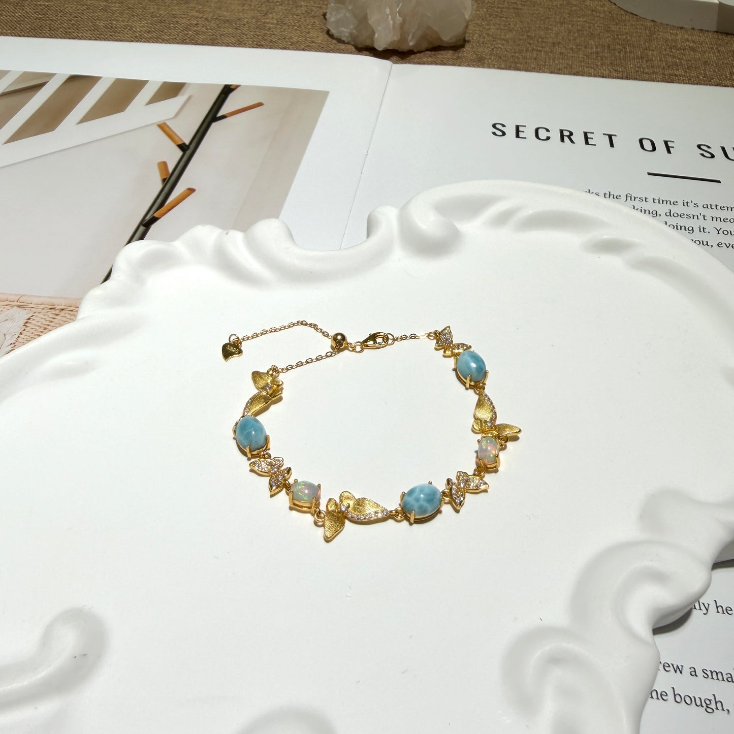 Larimar & Opal Sterling Silver Bracelet