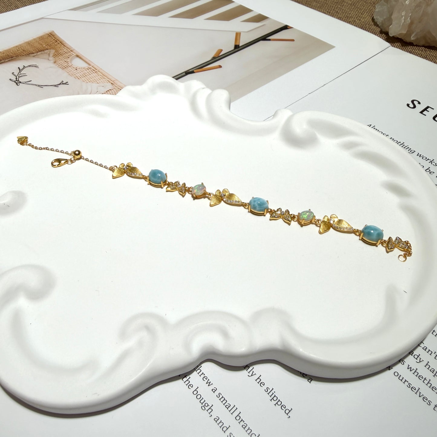 Larimar & Opal Sterling Silver Bracelet