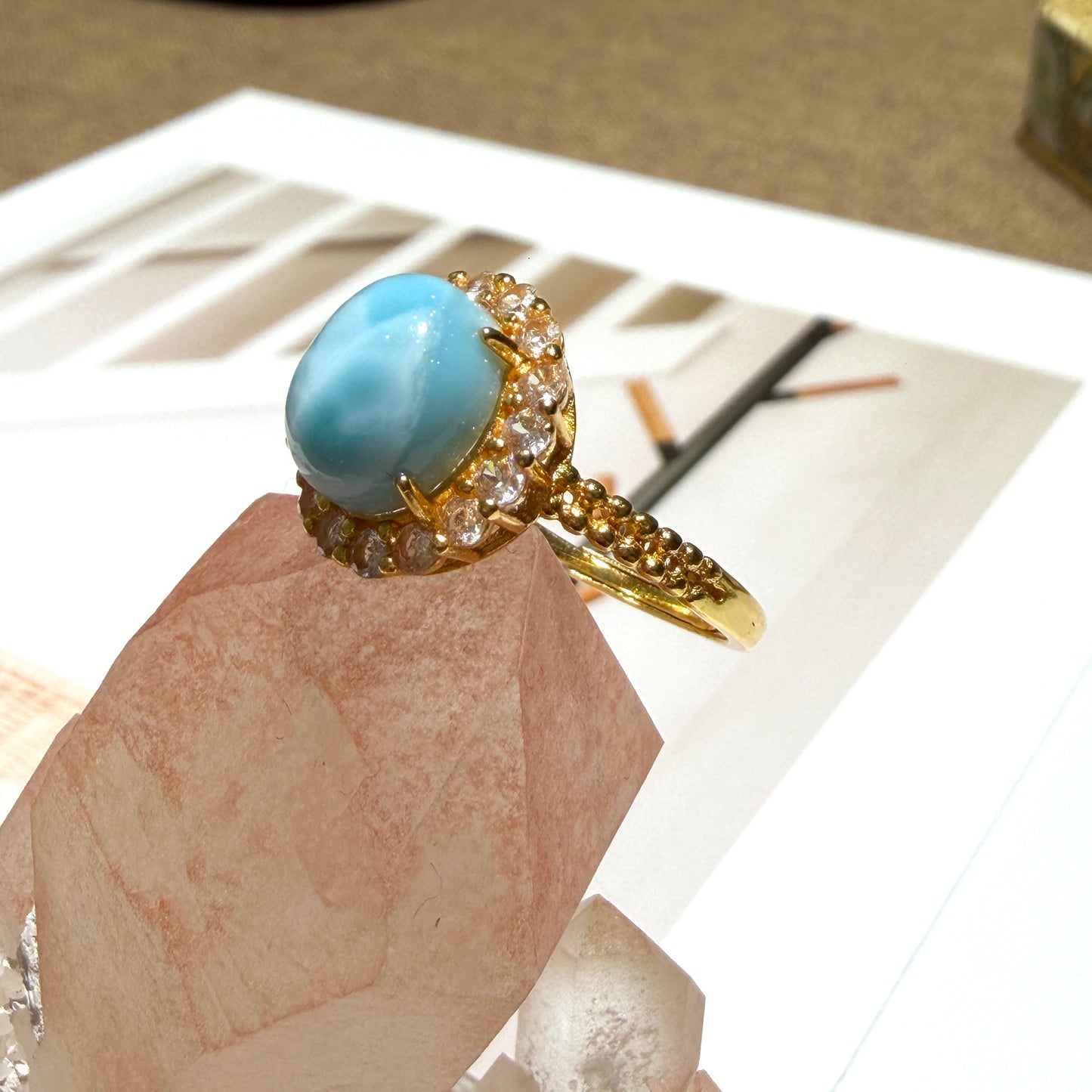 Larimar Sterling Silver Open Ring