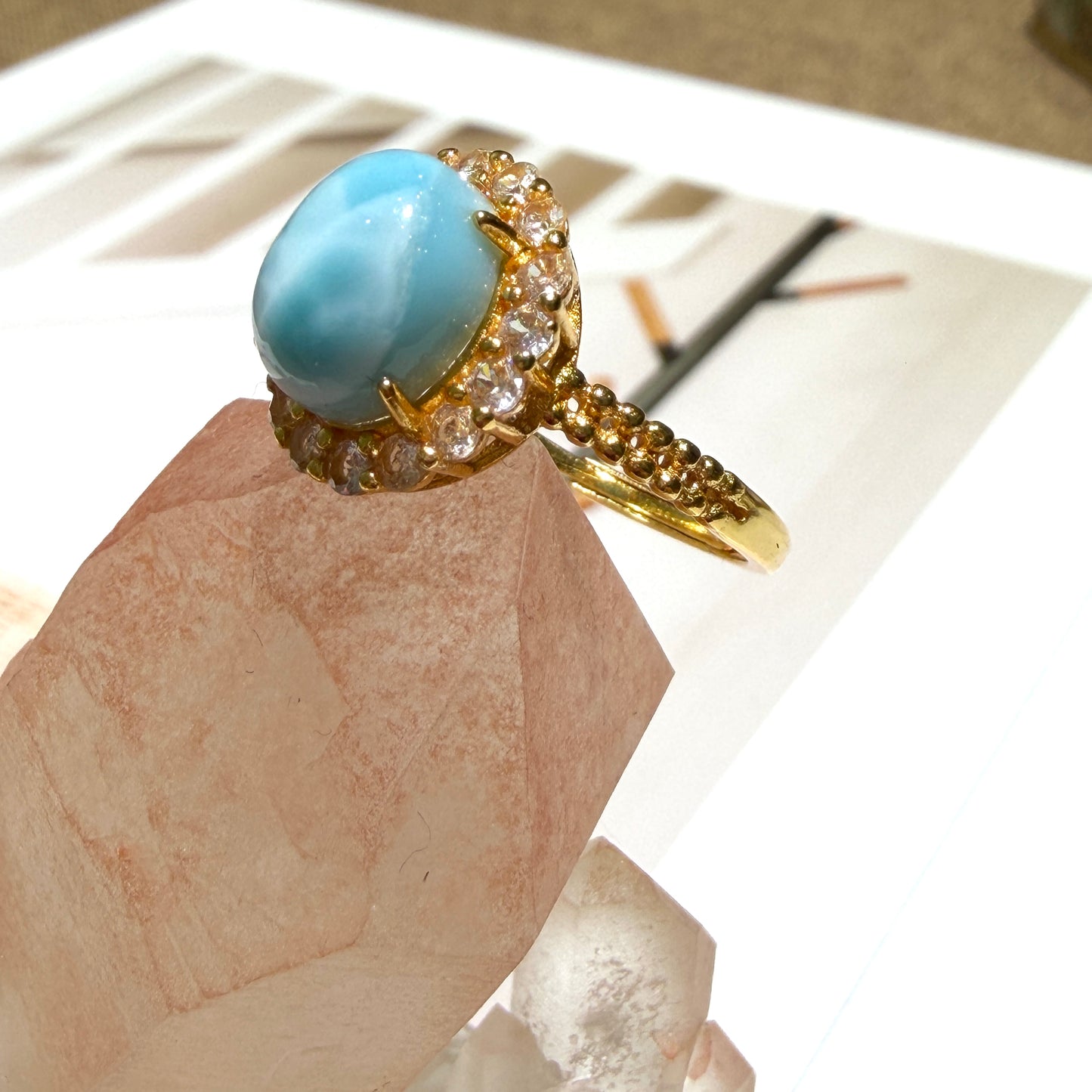 Larimar Sterling Silver Open Ring