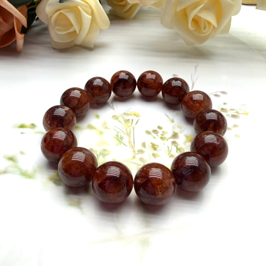 Ox Blood Red Rutilated Quartz Beaded Bracelet