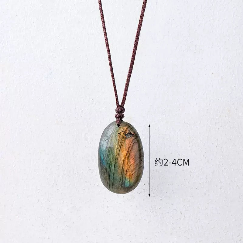 Natural Labradorite Oval Necklace