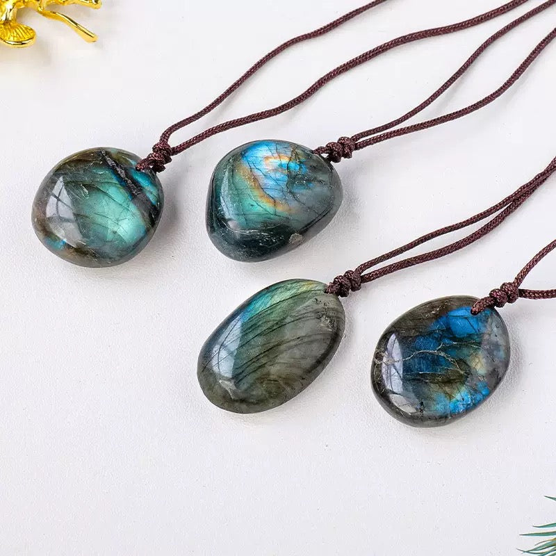 Natural Labradorite Oval Necklace