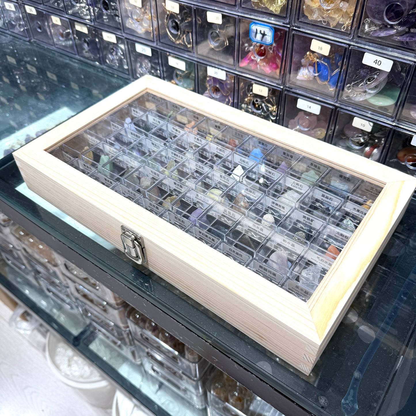 Wooden Natural Crystal Box – 50 Types Mineral Specimen Collection