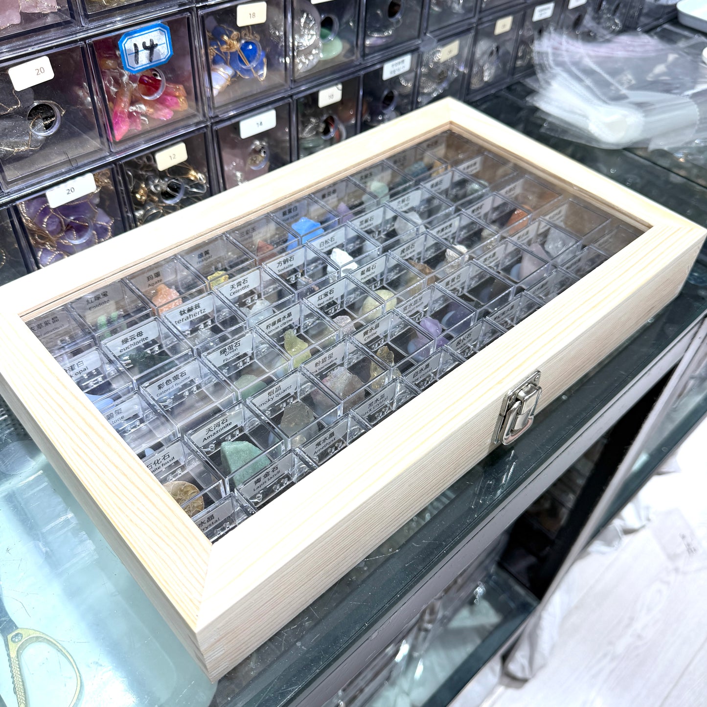 Wooden Natural Crystal Box – 50 Types Mineral Specimen Collection