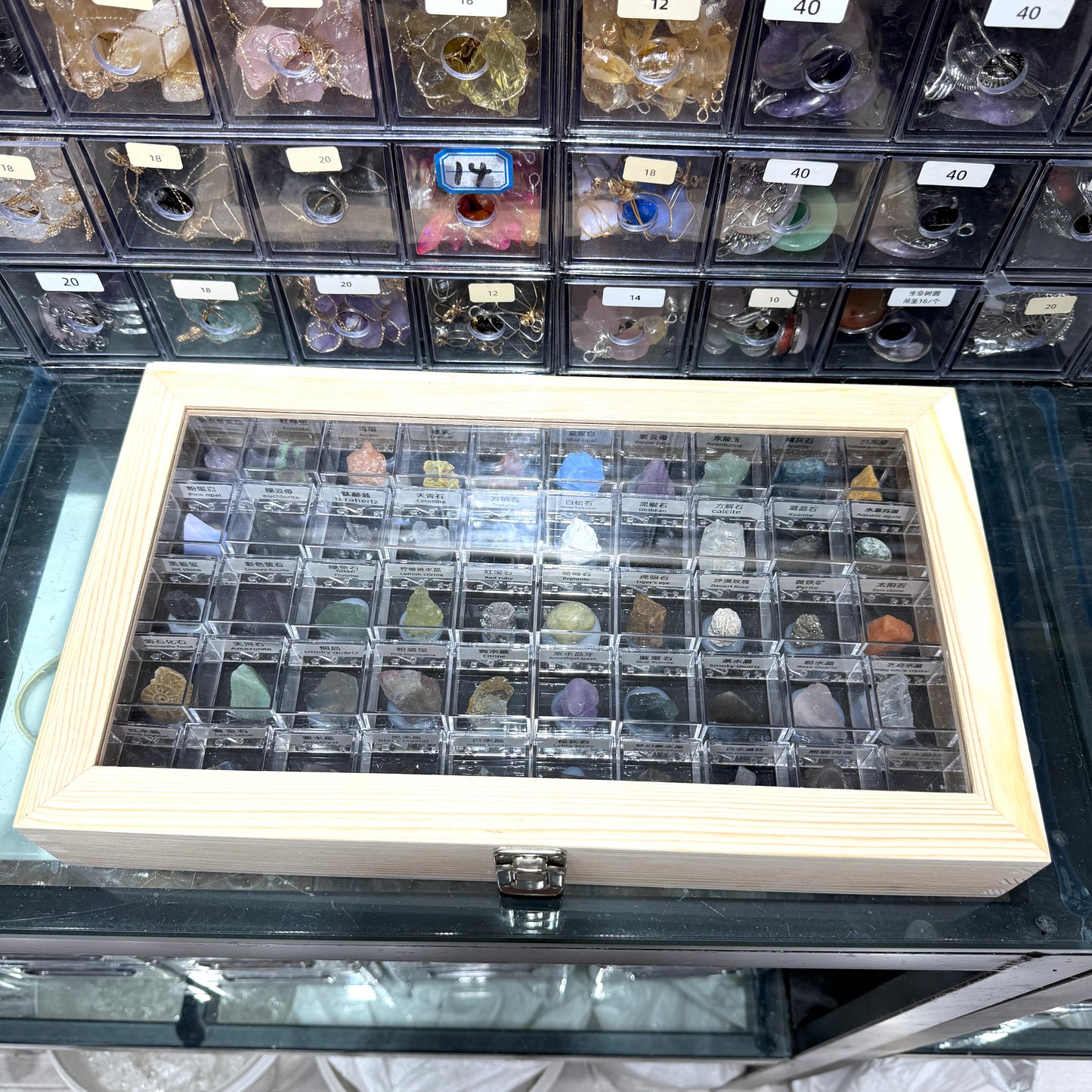 Wooden Natural Crystal Box – 50 Types Mineral Specimen Collection