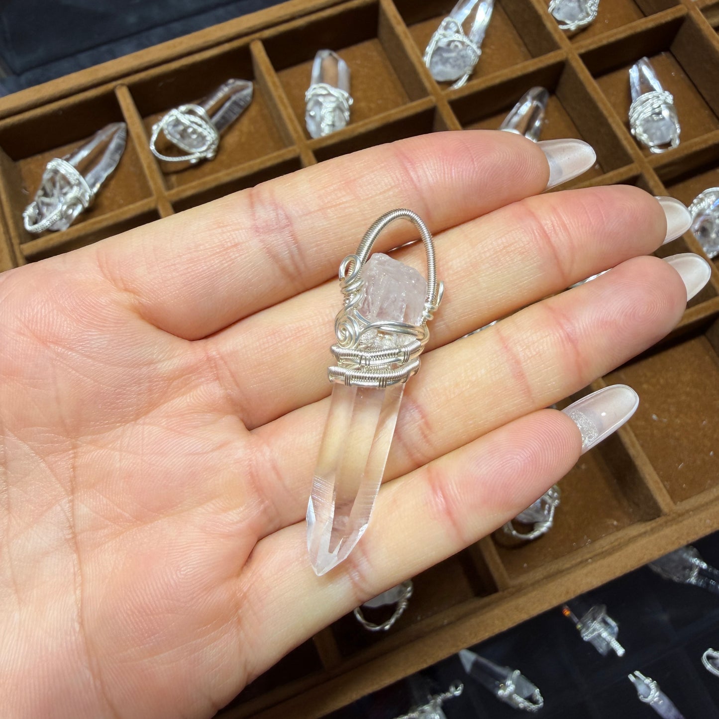 Lemurian Crystal Copper Wire Wrapped Pendant