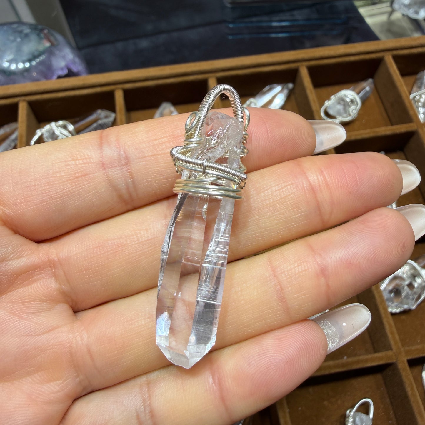 Lemurian Crystal Copper Wire Wrapped Pendant