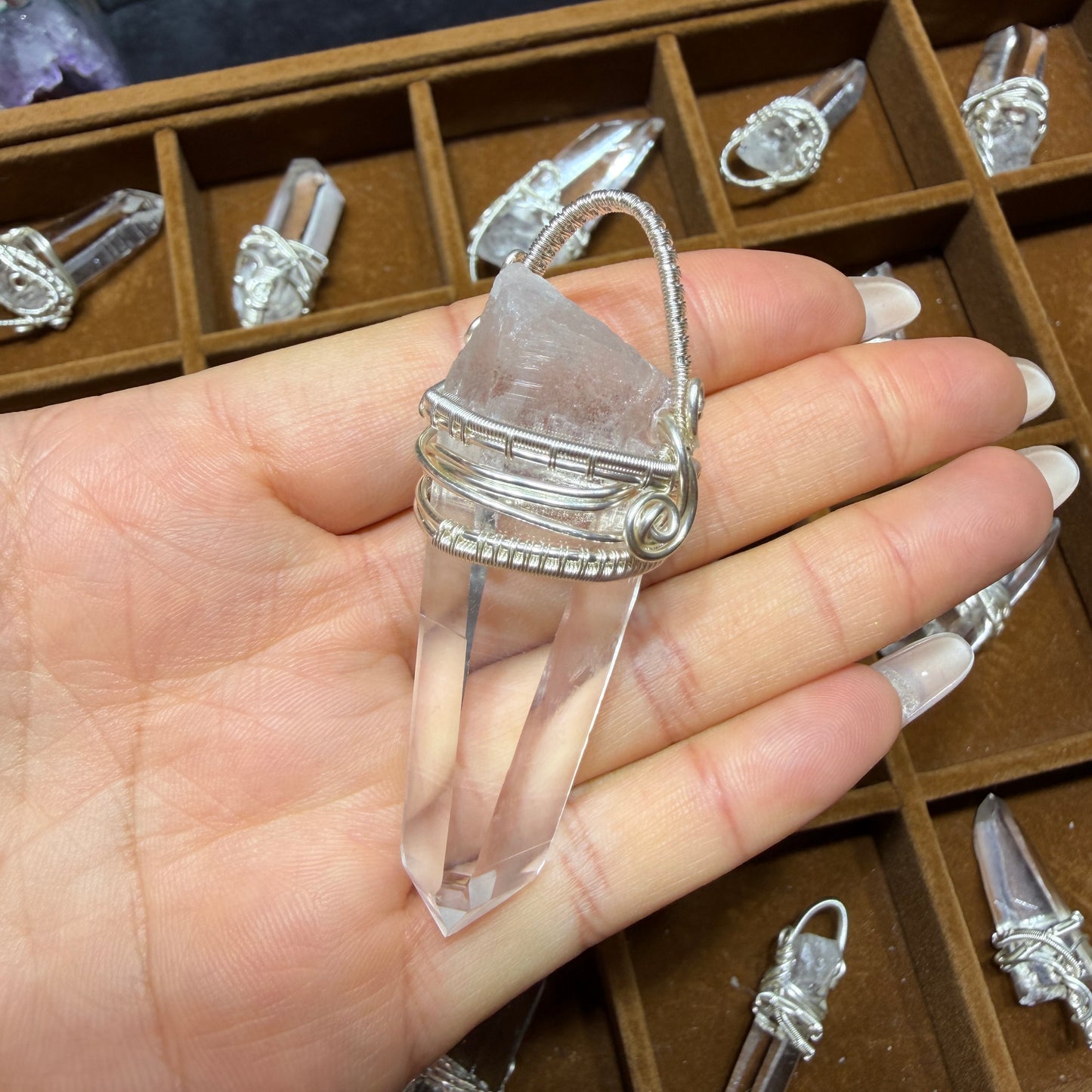 Lemurian Crystal Copper Wire Wrapped Pendant