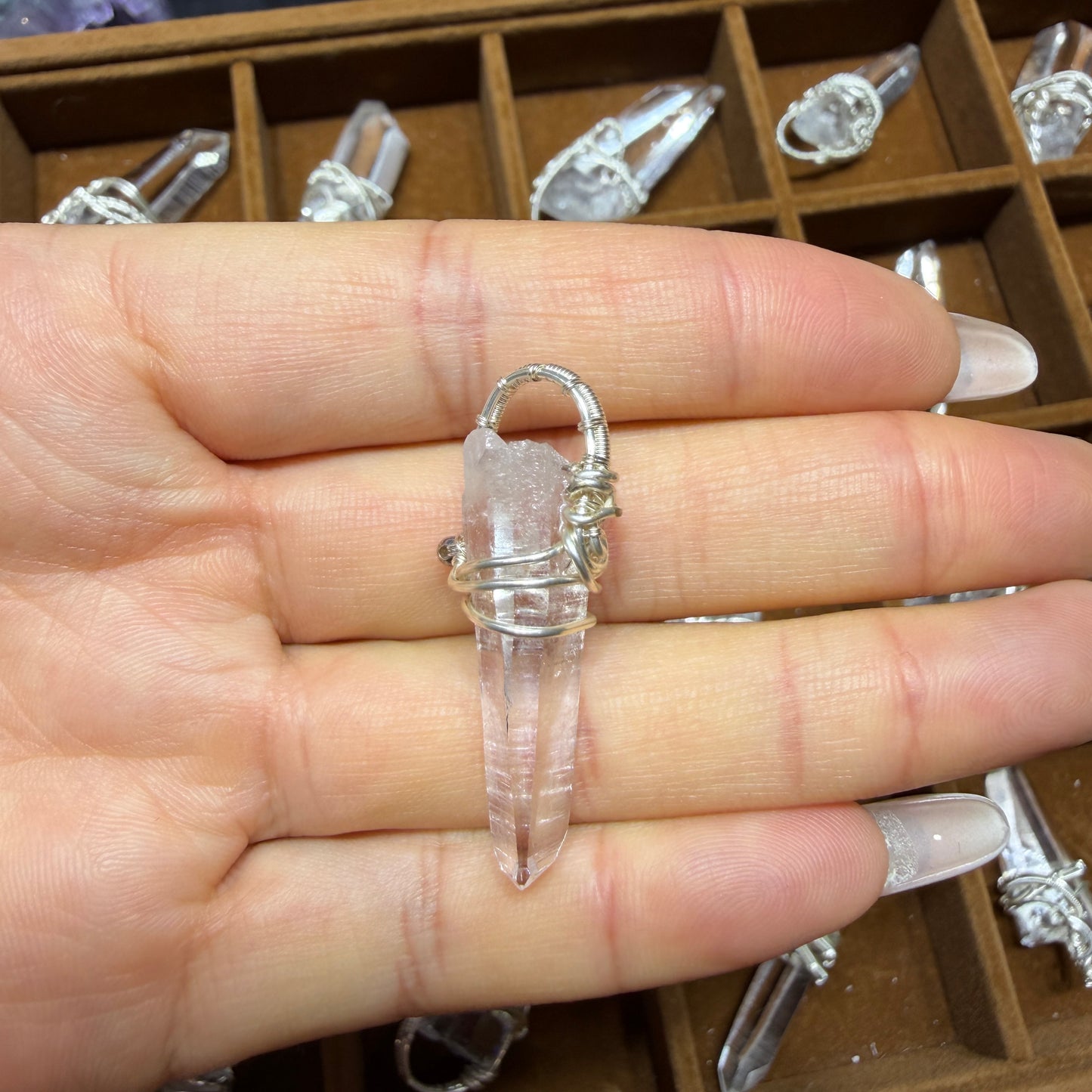 Lemurian Crystal Copper Wire Wrapped Pendant
