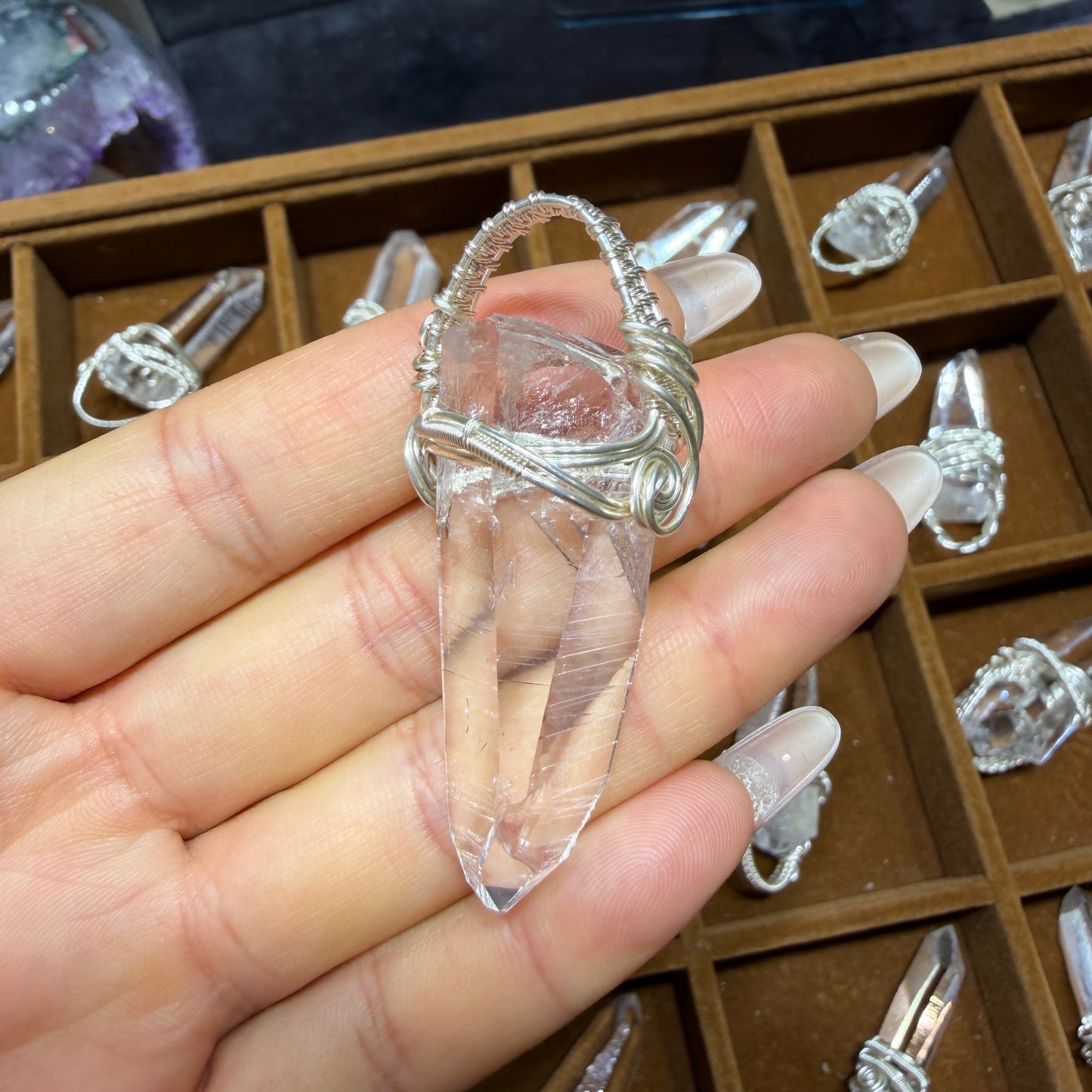 Lemurian Crystal Copper Wire Wrapped Pendant