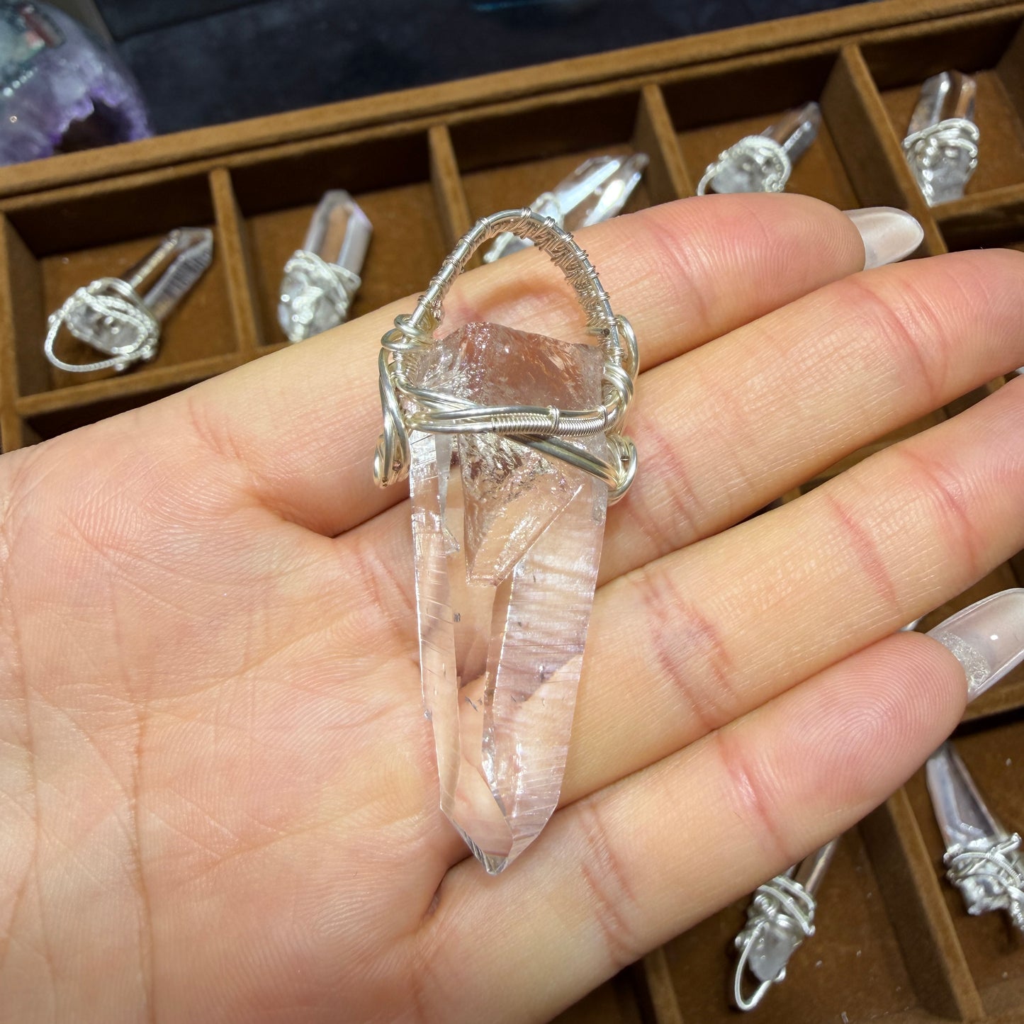 Lemurian Crystal Copper Wire Wrapped Pendant