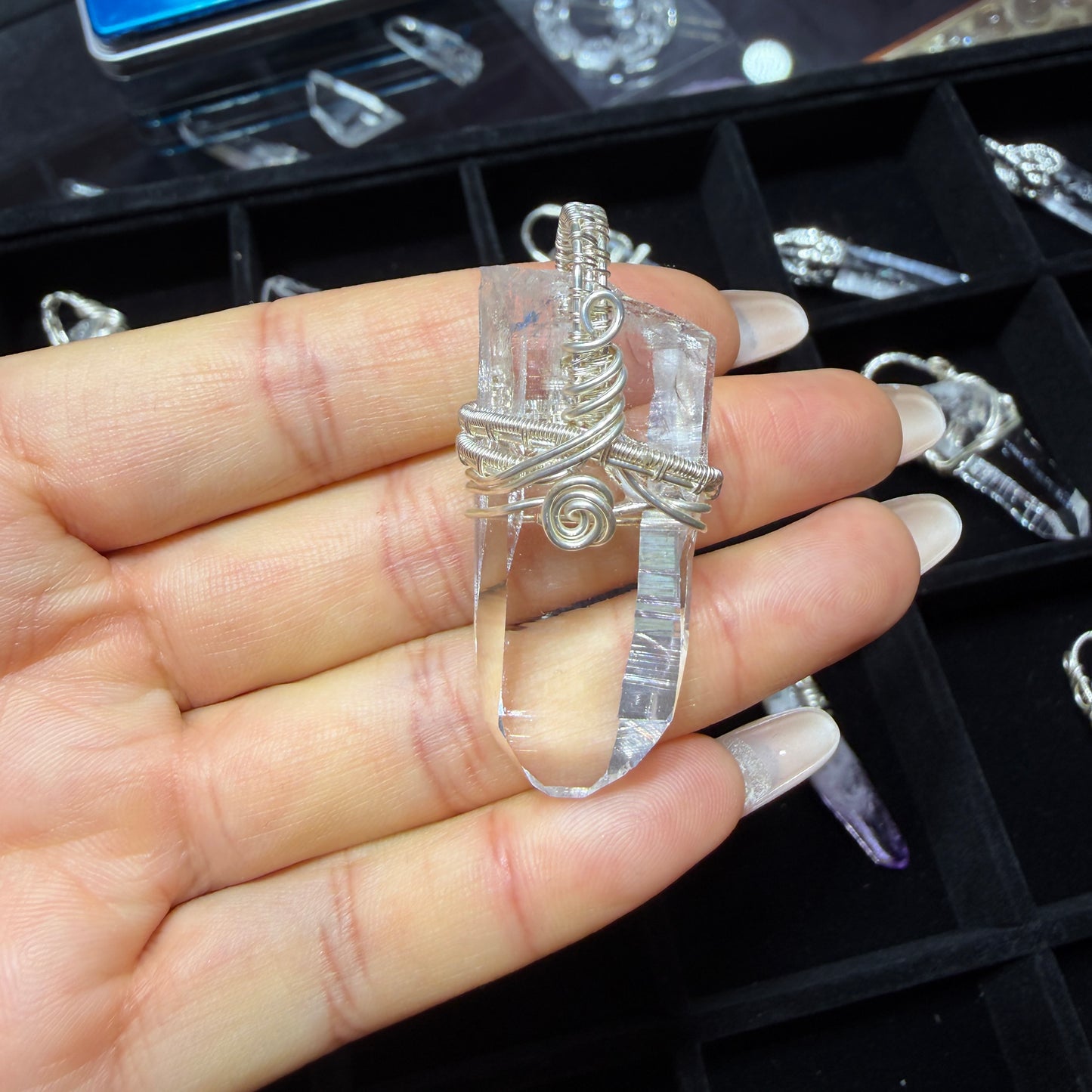 Lemurian Crystal Copper Wire Wrapped Pendant