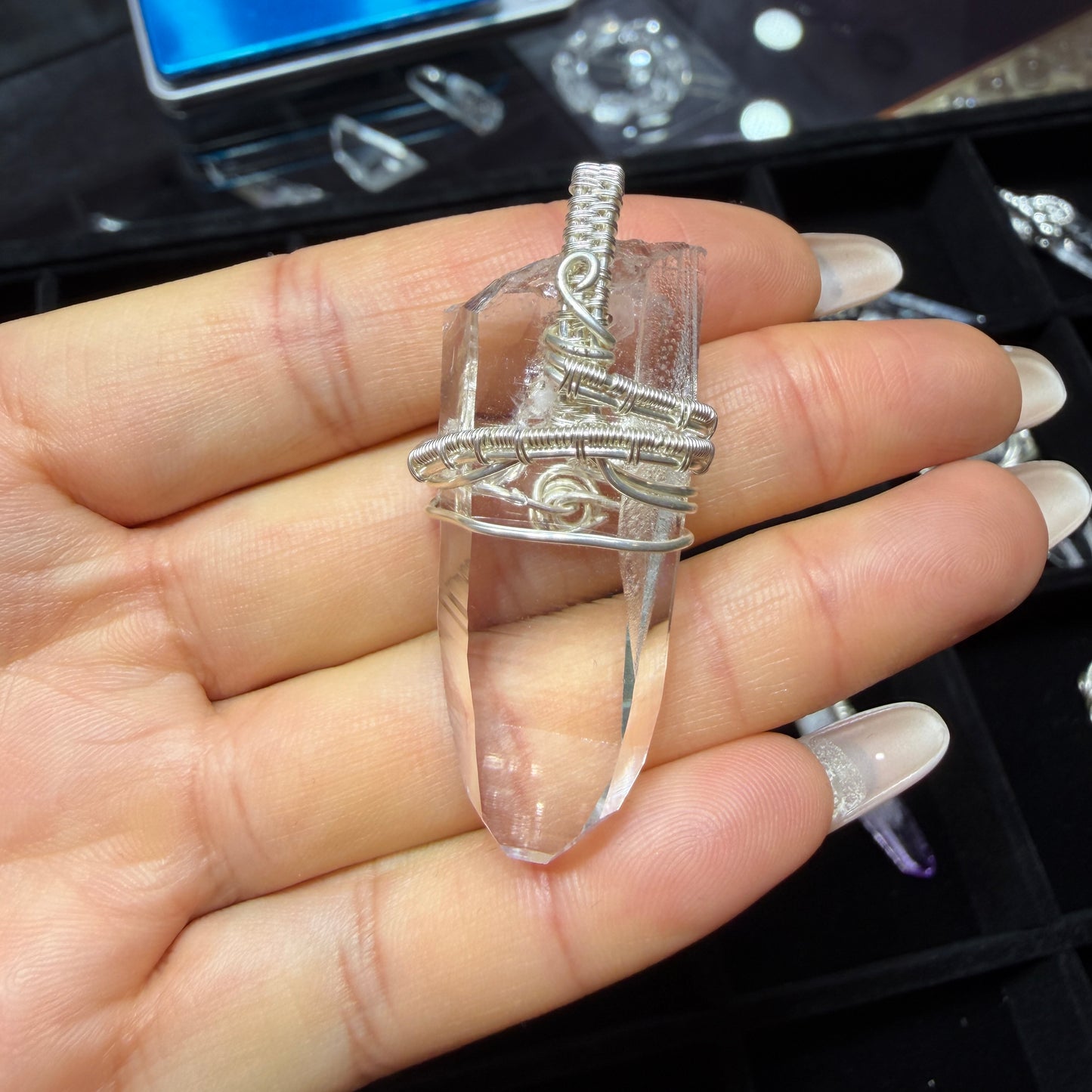 Lemurian Crystal Copper Wire Wrapped Pendant