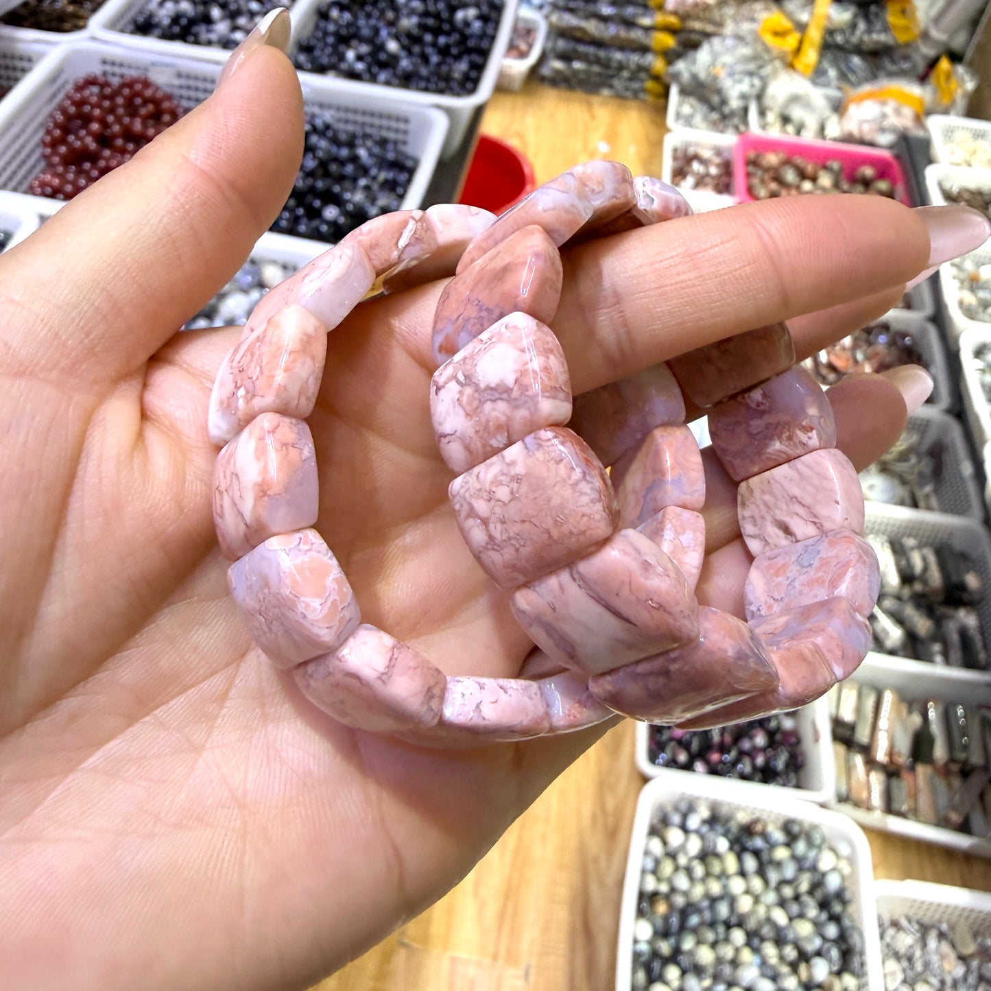 Natural Sakura Agate Bracelet