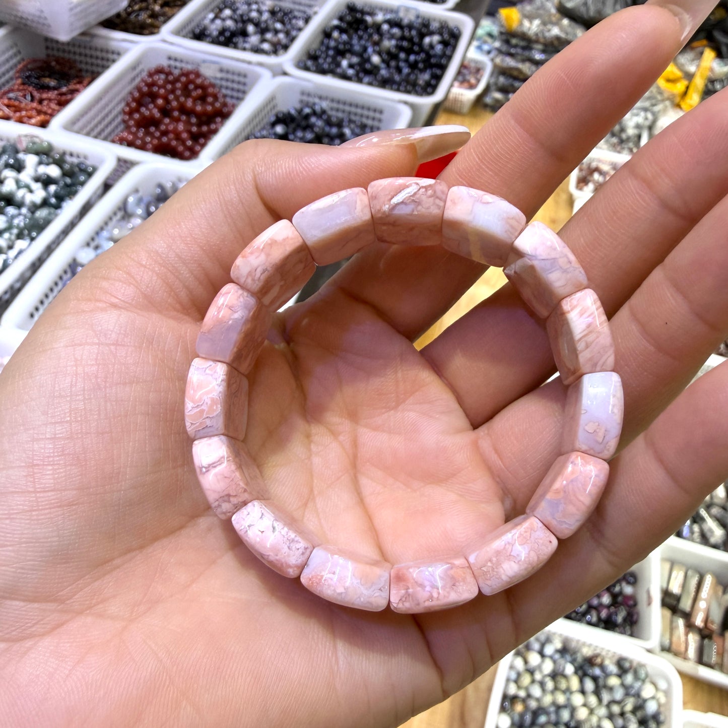 Natural Sakura Agate Bracelet