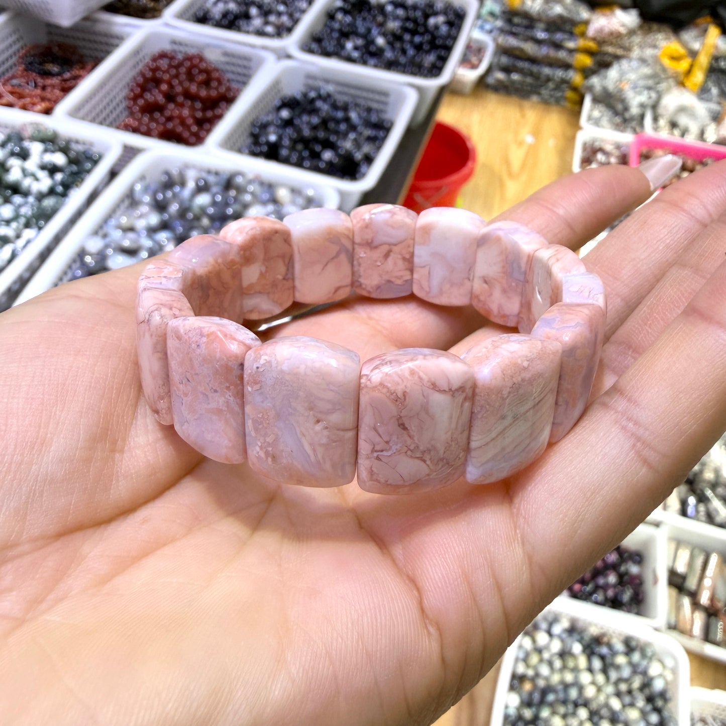 Natural Sakura Agate Bracelet