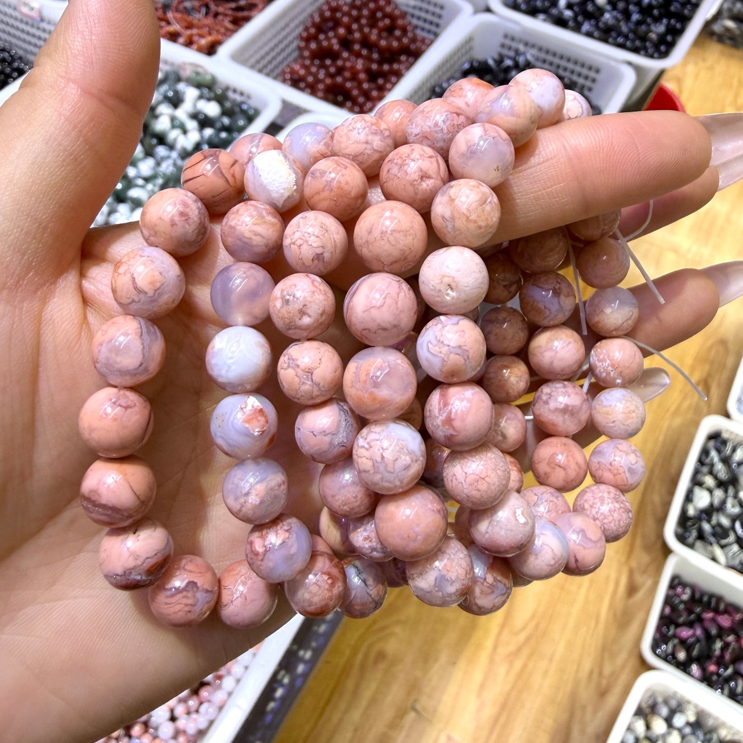 Natural Sakura Agate Bracelet