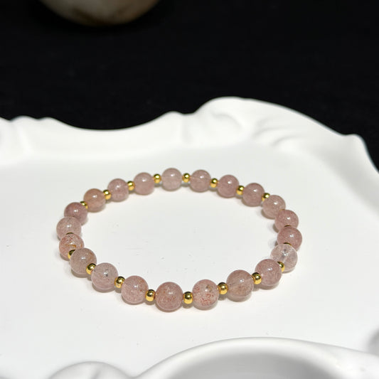 Natural Strawberry Quartz Stretch Bracelet
