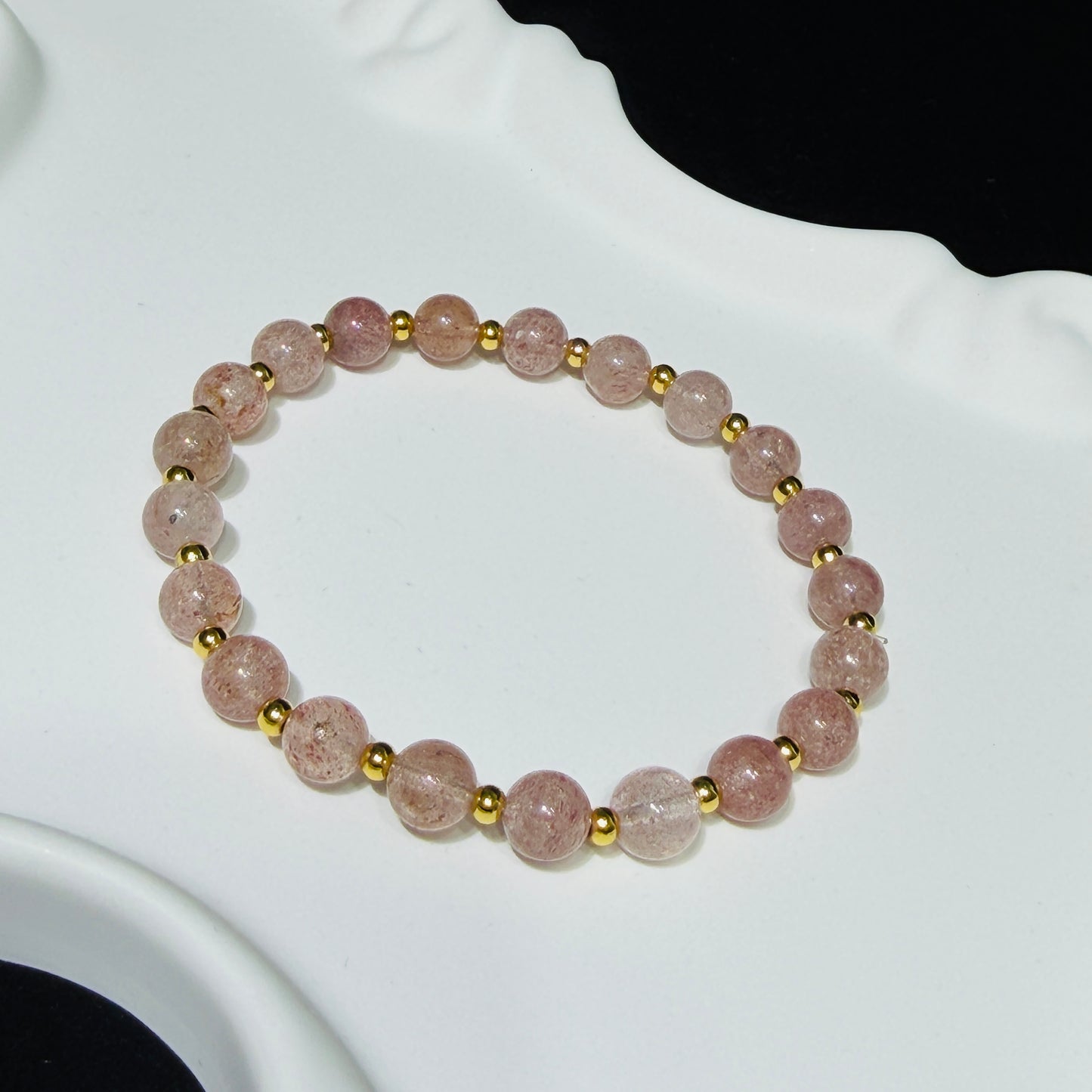 Natural Strawberry Quartz Stretch Bracelet