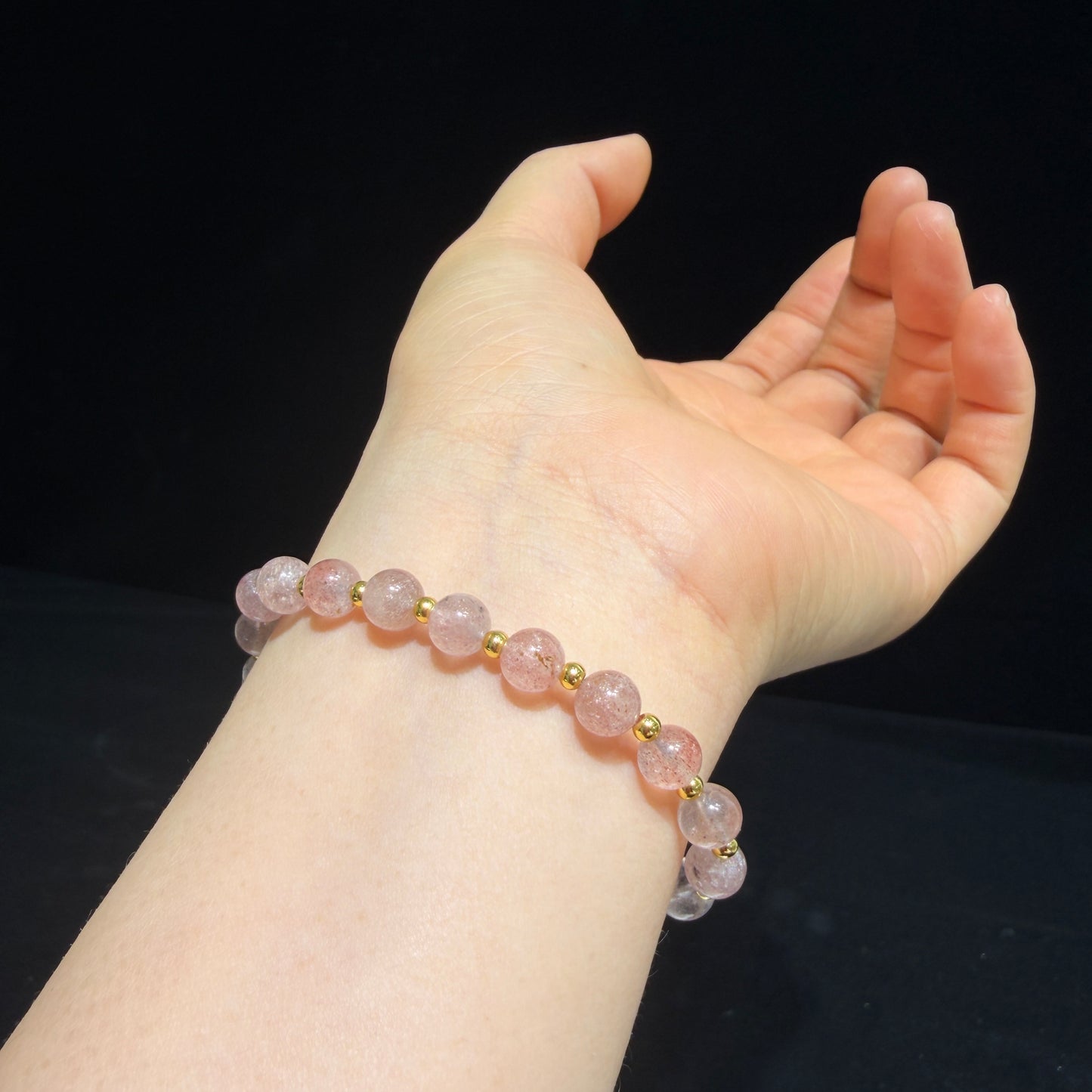 Natural Strawberry Quartz Stretch Bracelet