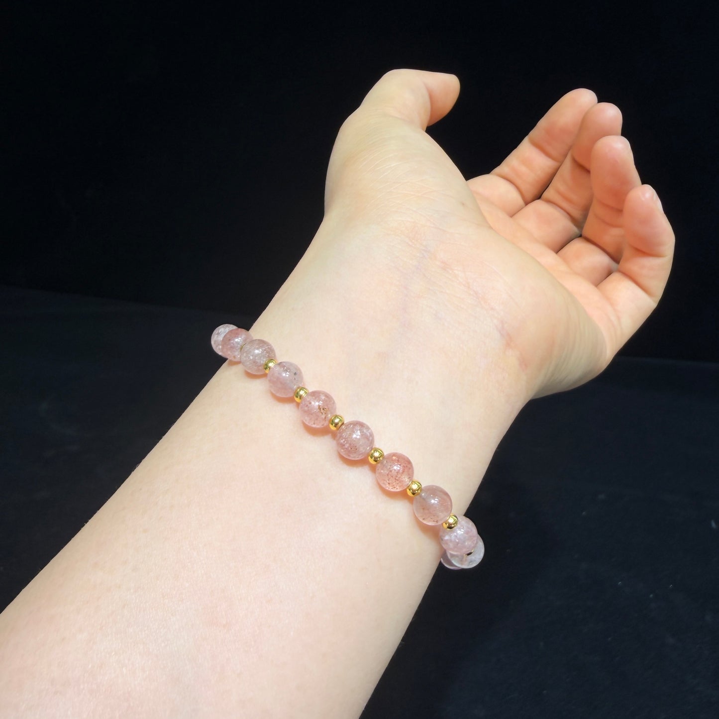 Natural Strawberry Quartz Stretch Bracelet