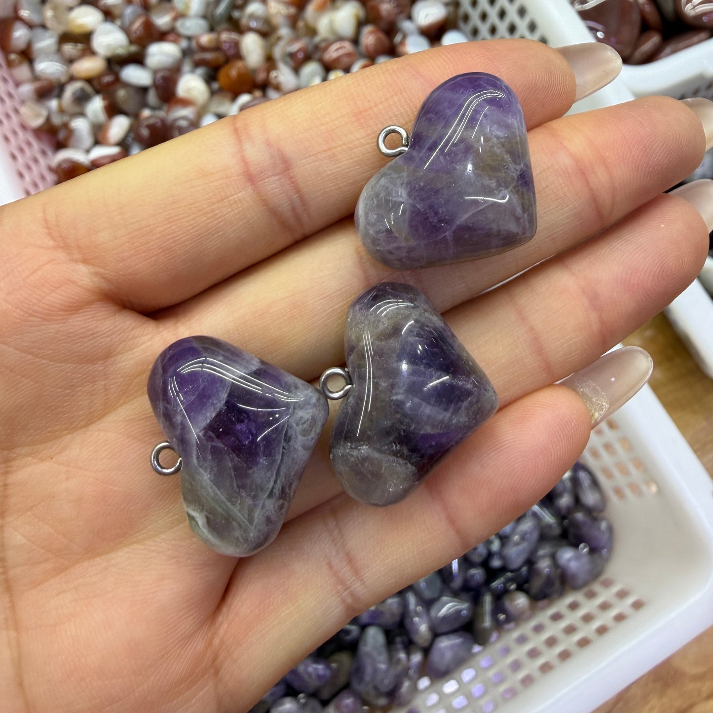 Natural Amethyst Heart Pendant