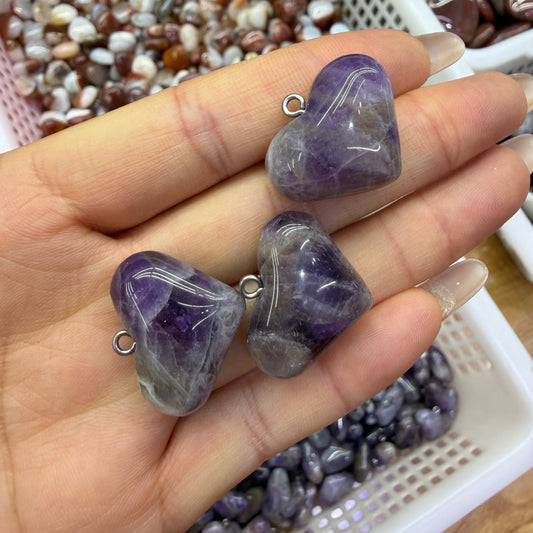 Natural Amethyst Heart Pendant
