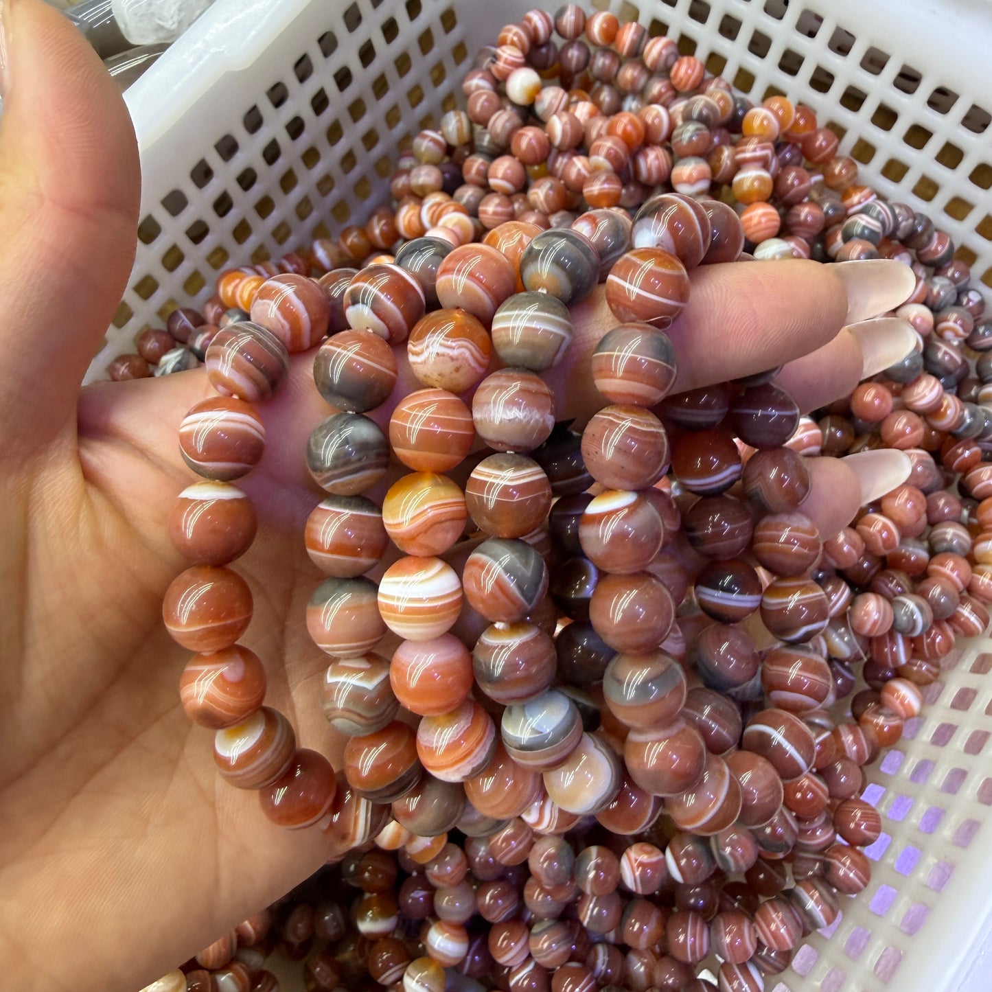 Natural Agate Beaded Bracelet