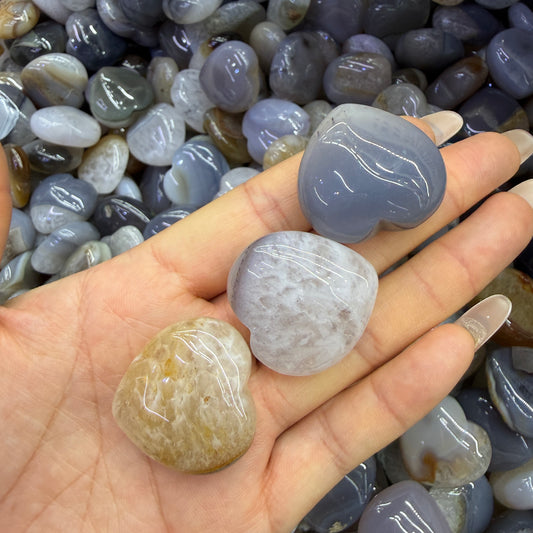 Natural Agate Heart Carving