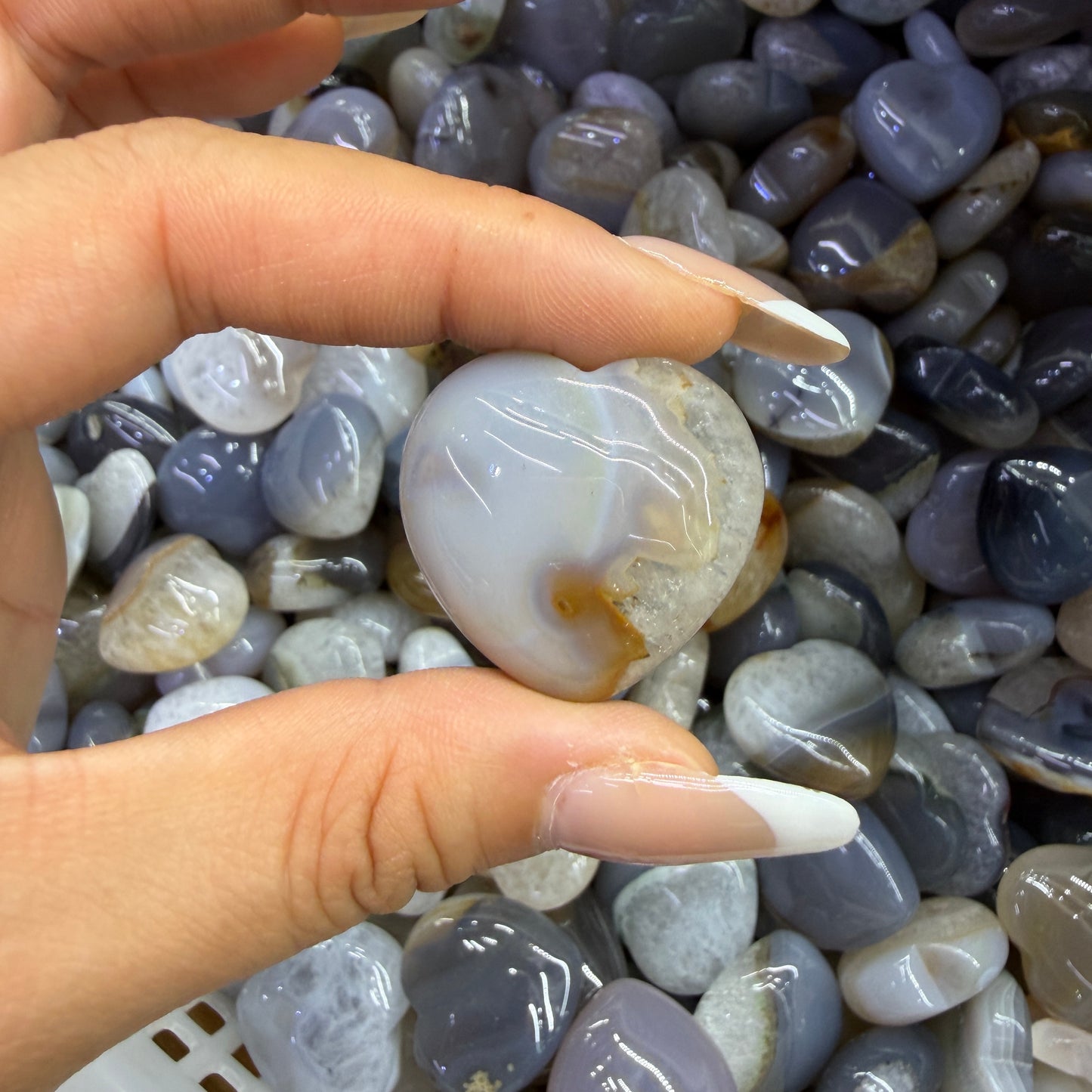 Natural Agate Heart Carving