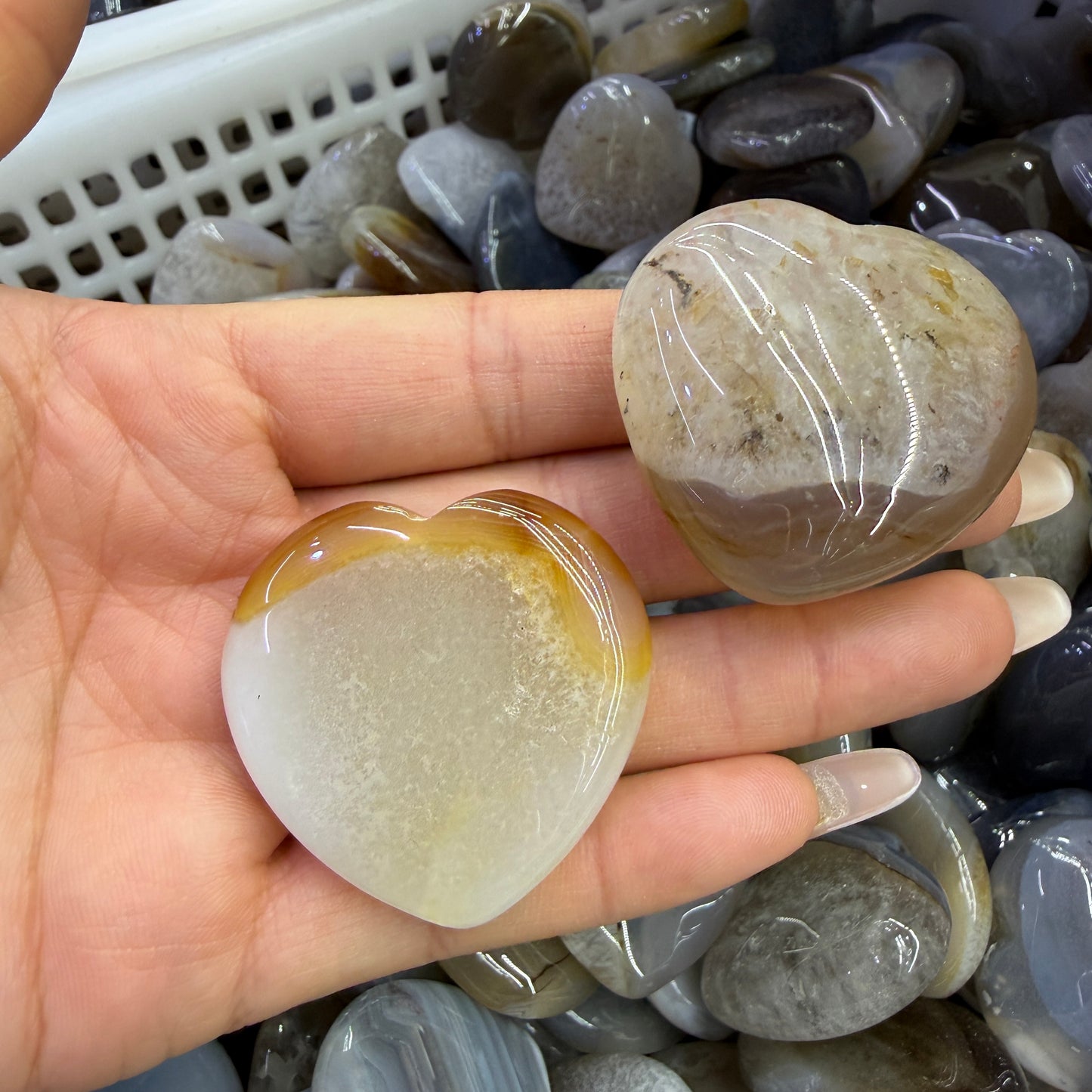 Natural Agate Heart Carving