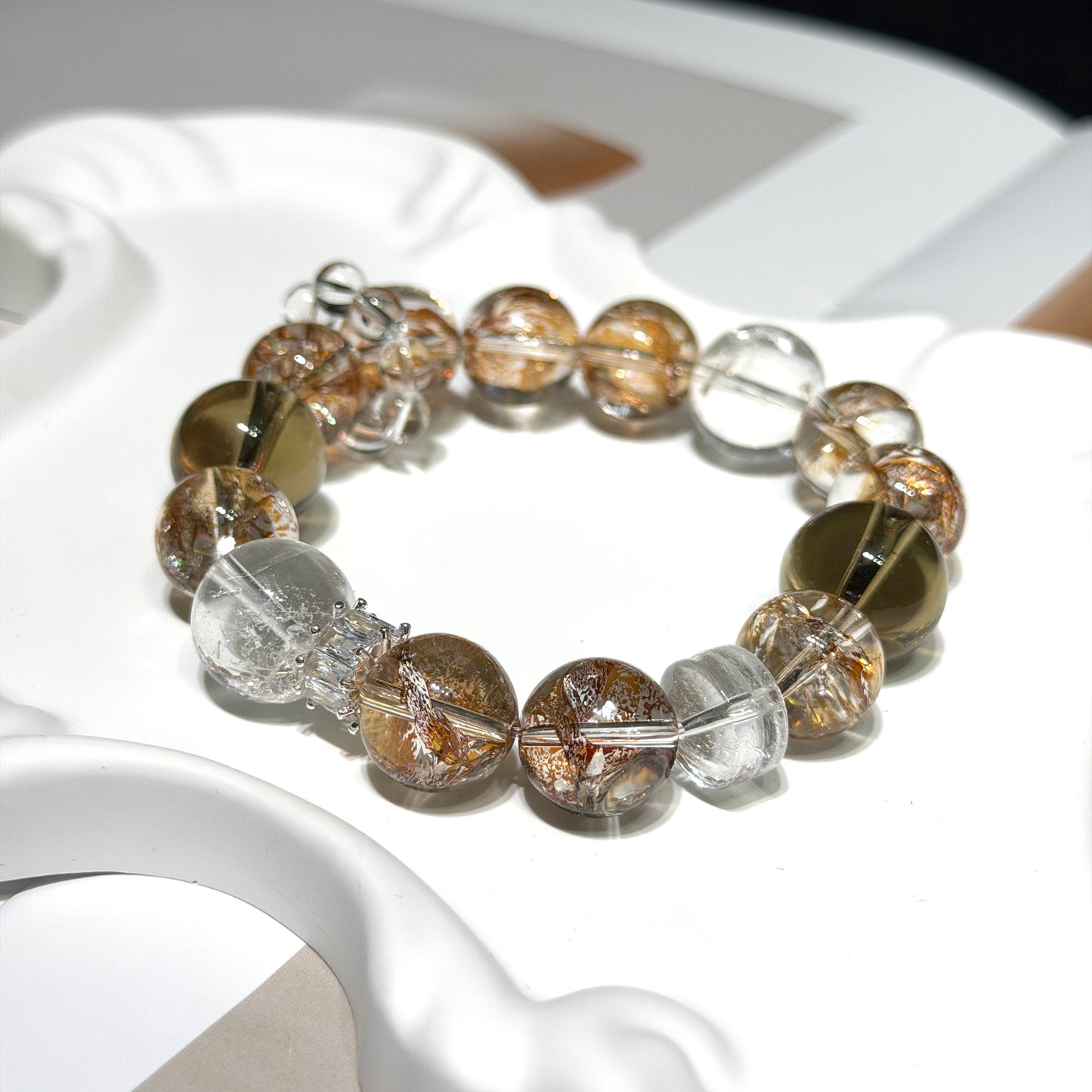 Gold Foil Koi Inclusion Quartz Bracelet
