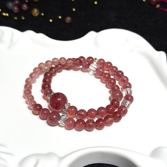 Strawberry Quartz Double Circle Bracelet