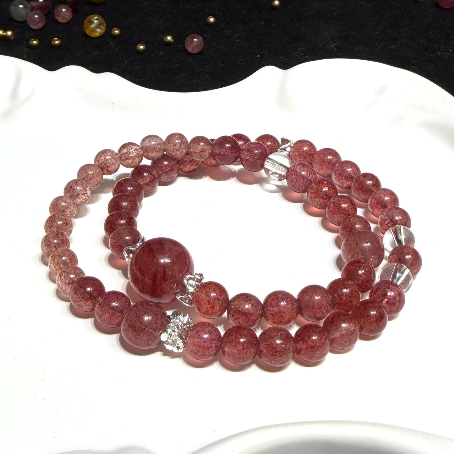 Strawberry Quartz Double Circle Bracelet